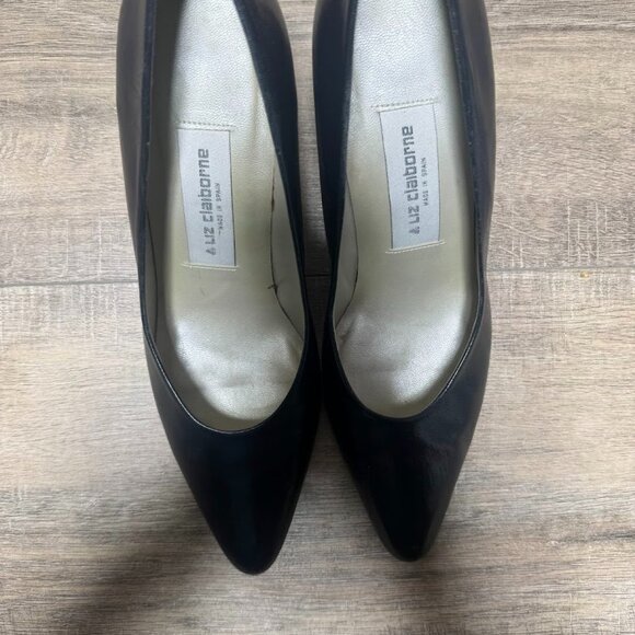 Liz Claiborne Navy Blue Leather Pointed Toe Pumps Women's Size 8 - Picture 2 of 6